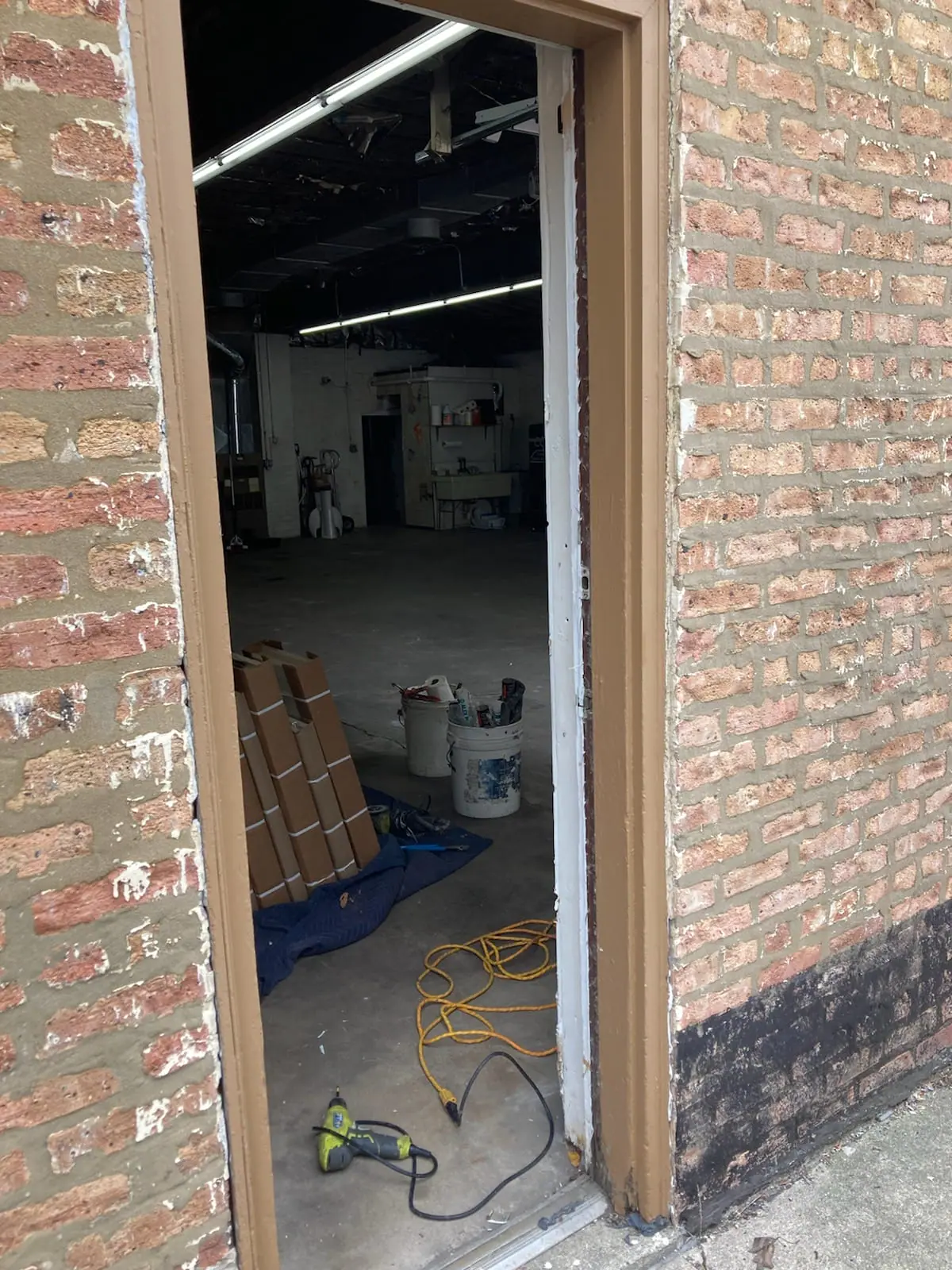 Entry System After 1 Commercial Steel Door Installation Chicago - During Installation Part 2