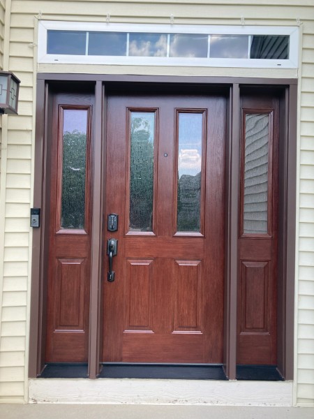 Woodgrain Entry And Two Sidelites Defender Steel Door & Window Company ...