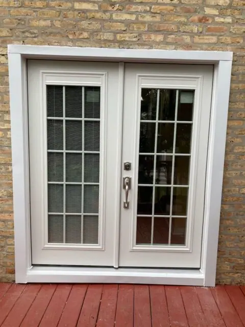 Full Glass Double Steel Entry Door Unit With Blinds Defender Steel Door ...