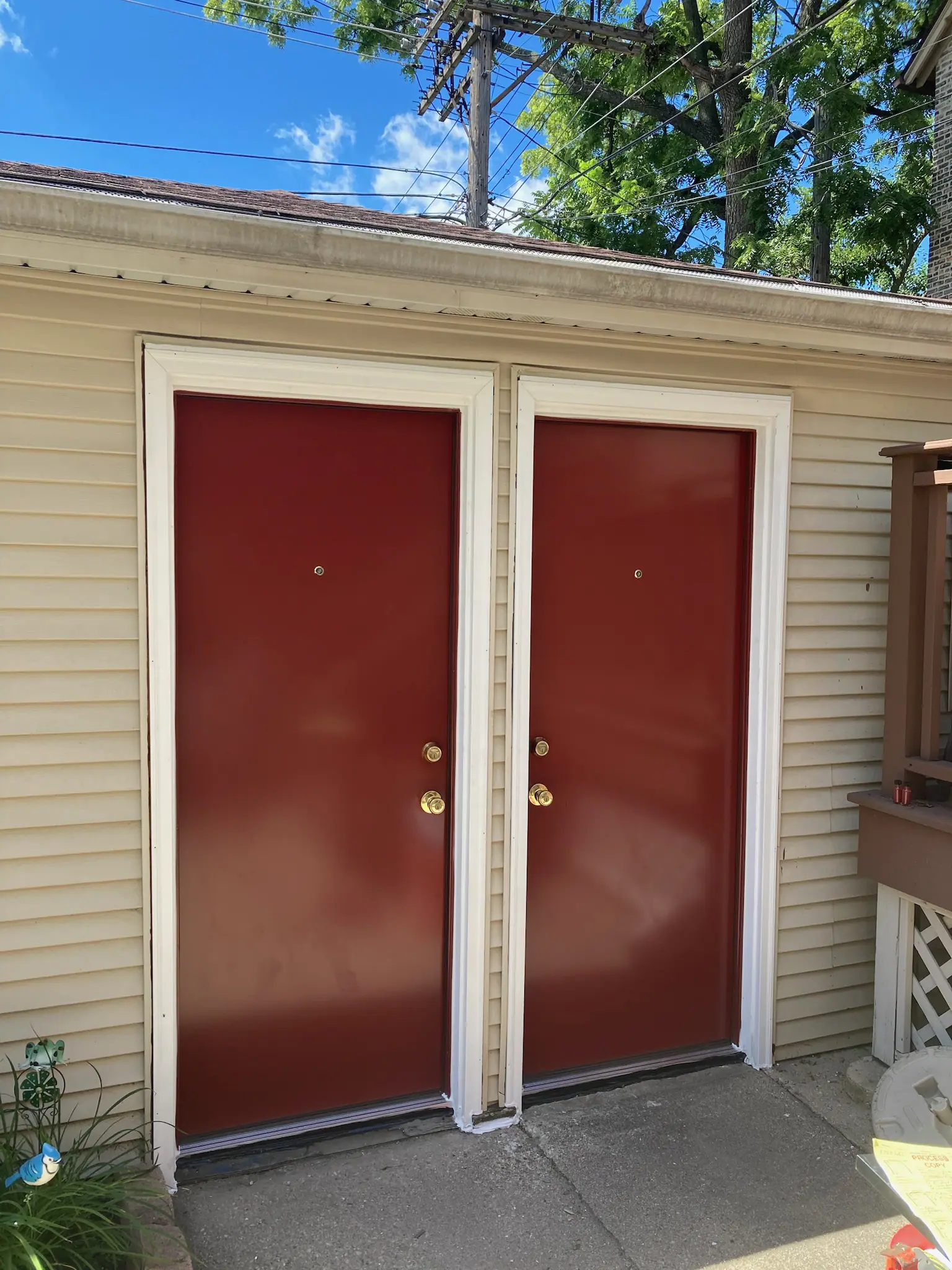 Back Double Steel Entry Door Unit